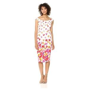 Maggy London Tulip Border Printed Cotton Sheath Women's Dress Size 0